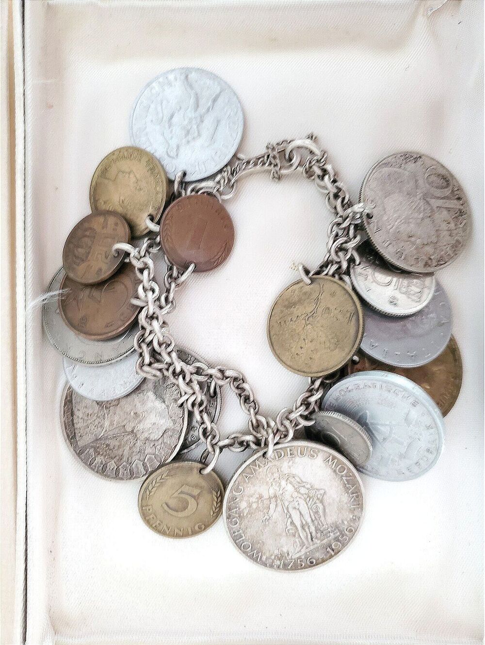 Vintage Mid-Century Coins from Around the World Bracelet